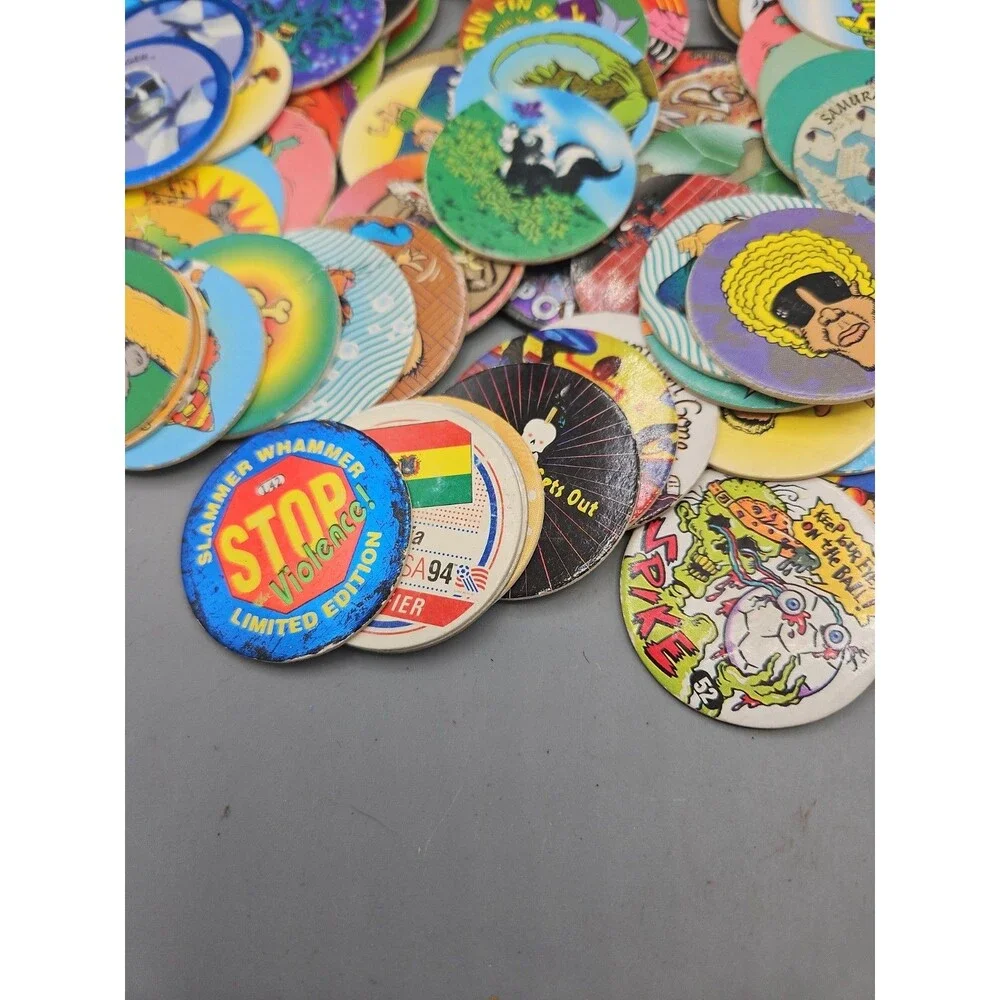 Vintage POGS Lot Of Over 320 Pieces W/ Slammers 90s Bart Jurassic Rangers Poison
